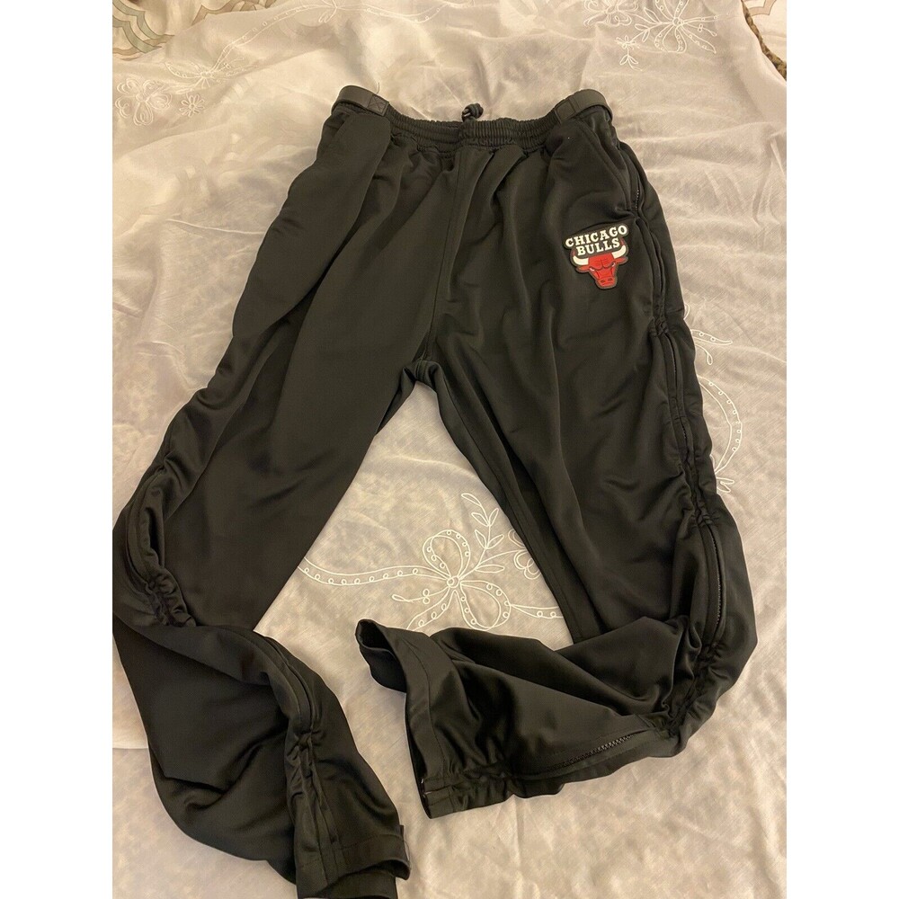 Chicago Bull  Thunder NBA Zipway Pants Mens 2XL Black Sweat Joggers Full Leg zip